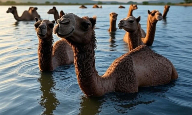 पोहोणारे उंट सापडले संकटात Kharai Camel Facing Challenges