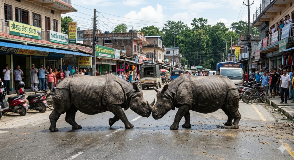 Rhino Fight Nepal