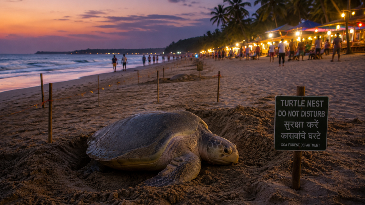वाढत्या पर्यटनामुळे मोर्जिम बीचवरील ऑलिव्ह रिडले संकटात Tourism vs Conservation: Olive Ridley Turtles Face Survival Crisis in Goa