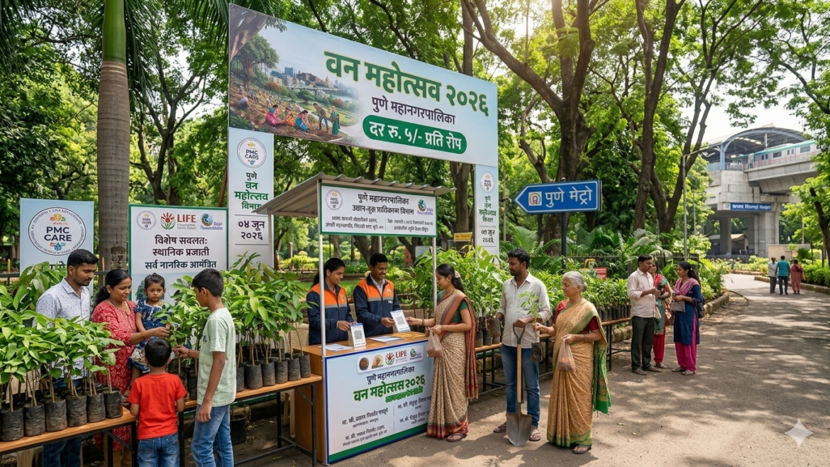अवघ्या ५ रुपयांत मिळणार स्थानिक प्रजातींची रोपे Pune Municipal Corporation Van Mahotsav 2026