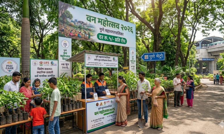 अवघ्या ५ रुपयांत मिळणार स्थानिक प्रजातींची रोपे Pune Municipal Corporation Van Mahotsav 2026